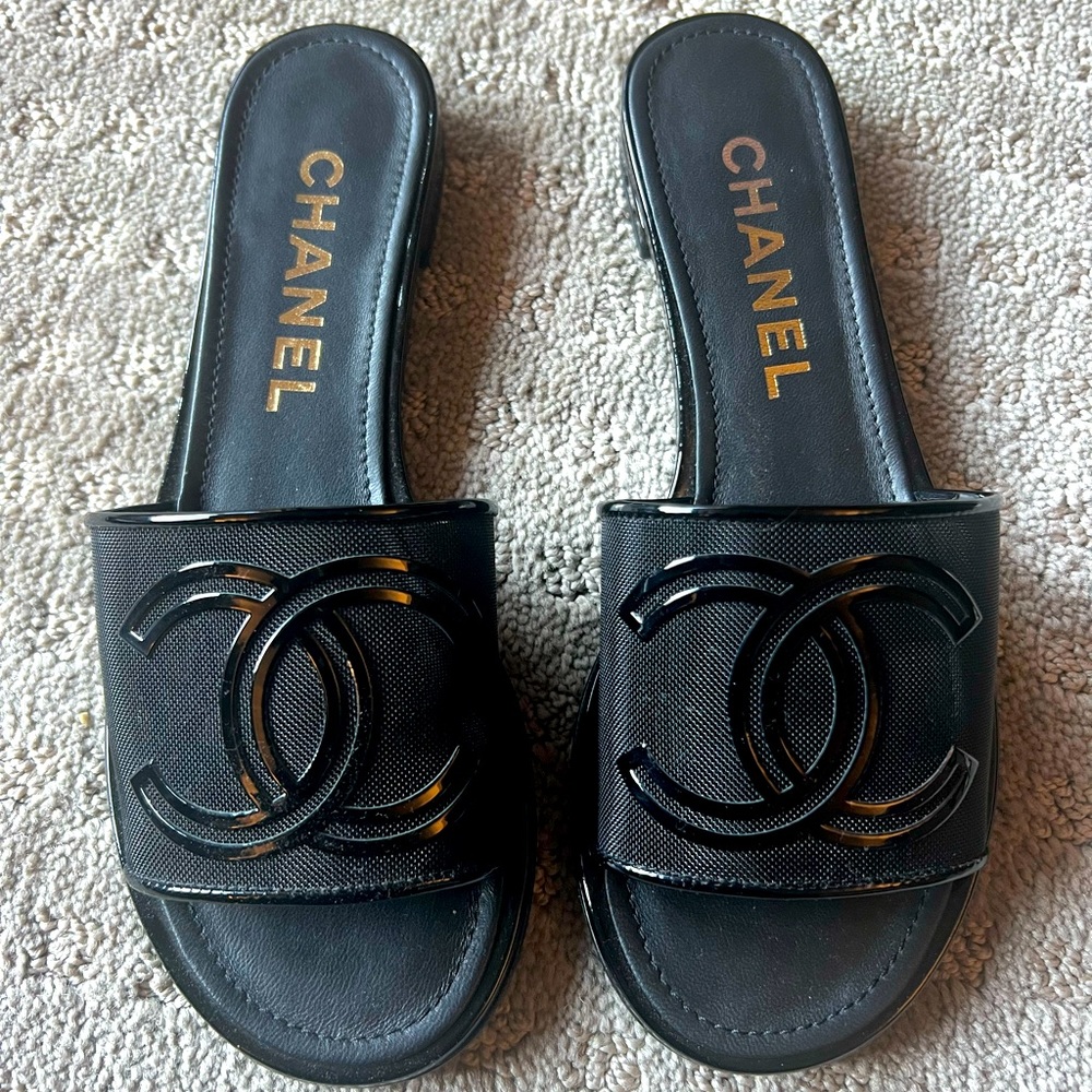 Brand new authentic CHANEL  slide sandals for sale!